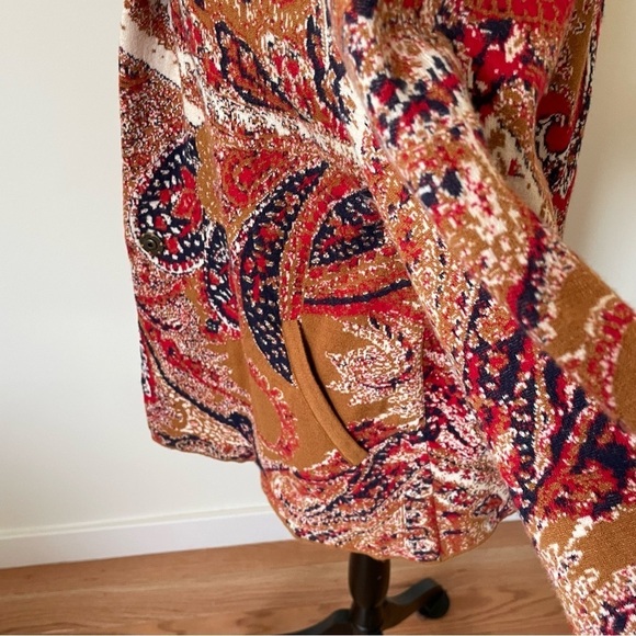 Anthropologie Moth Paisley Intarsia Sweater Knit Cardigan Cotton Blend Jacket M - Picture 9 of 12